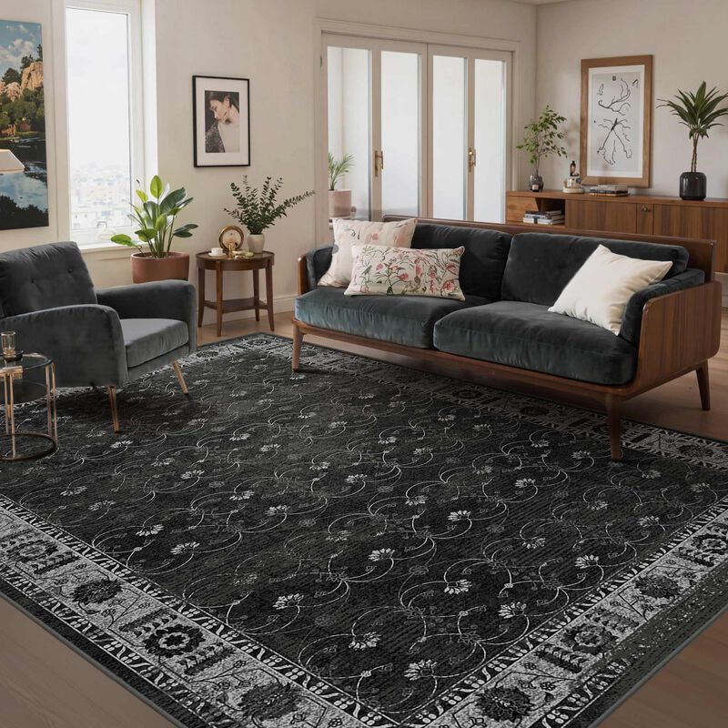 Alfombra De &Aacute;rea Rugxara 183x152 Cm Negra Lavab... image number null
