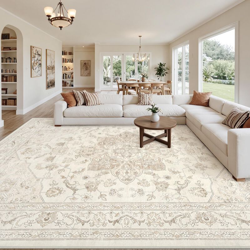 Alfombra Luxturiy 305x244 cm Lavable Beige Blan... image number null