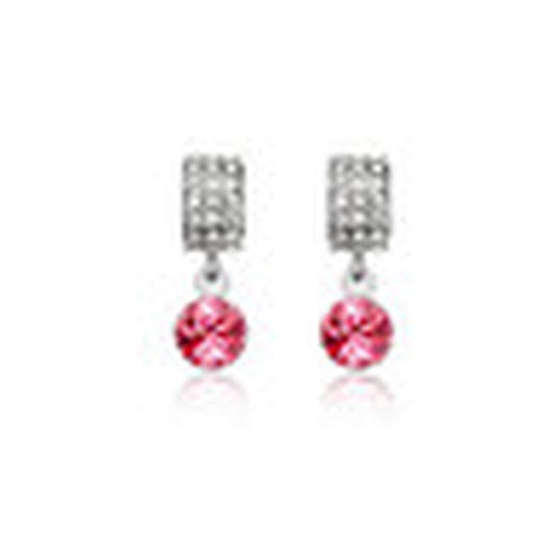 Aretes en Baño de Oro Blanco de 18K con Cristal... image number null