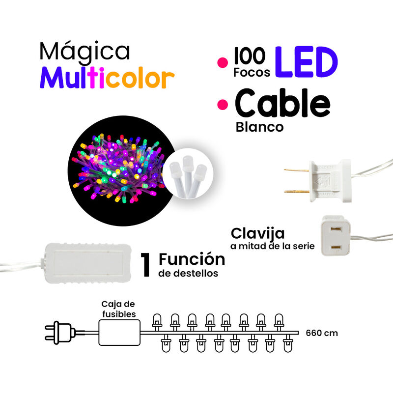 Serie Navide&ntilde;a 100 LED luz multicolor funci&oacute;n d... image number null