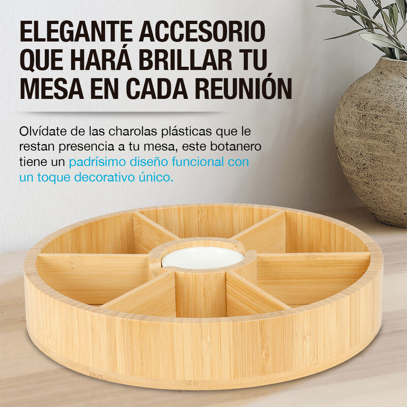 Botanero Giratorio de Bamb&uacute; con Salsero de Cer&aacute;... image number null