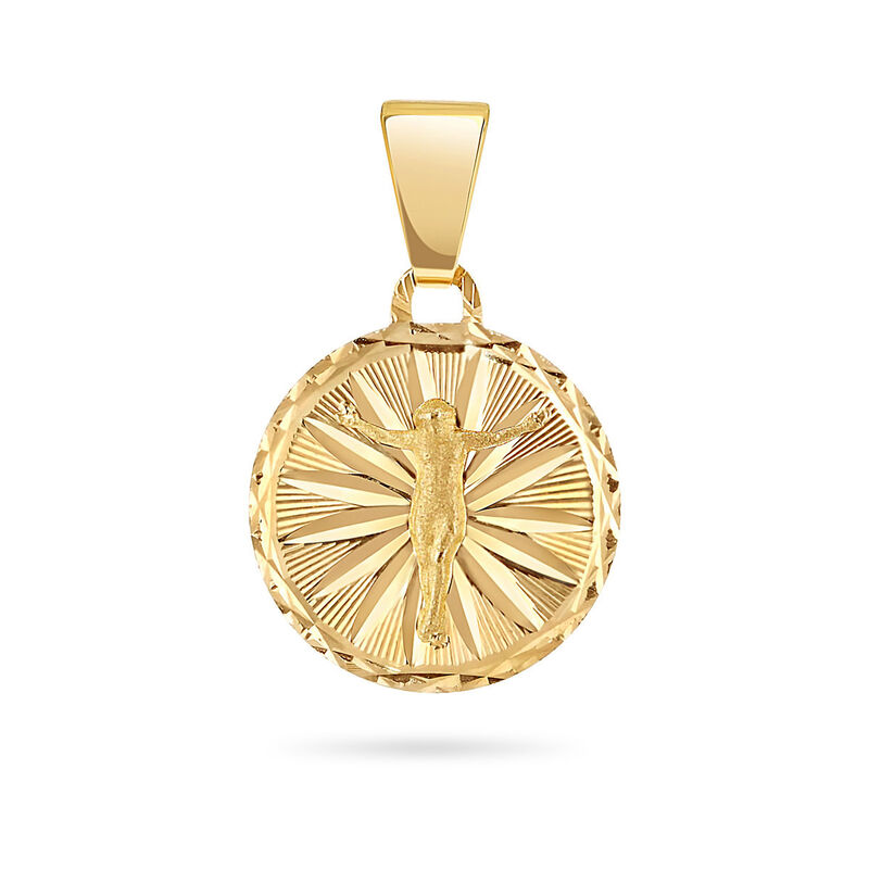 Medalla Circular Oro Amarillo 14K Cristo 12Mm image number null
