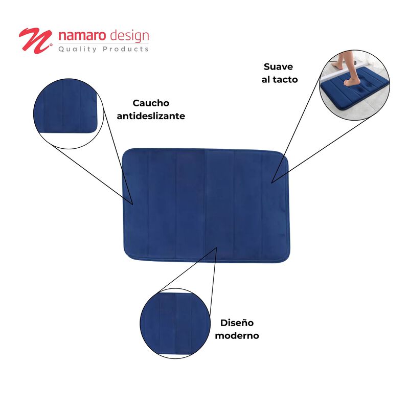 Tapete De Ba&ntilde;o Memory Foam Az&uacute;l Namaro Design image number null