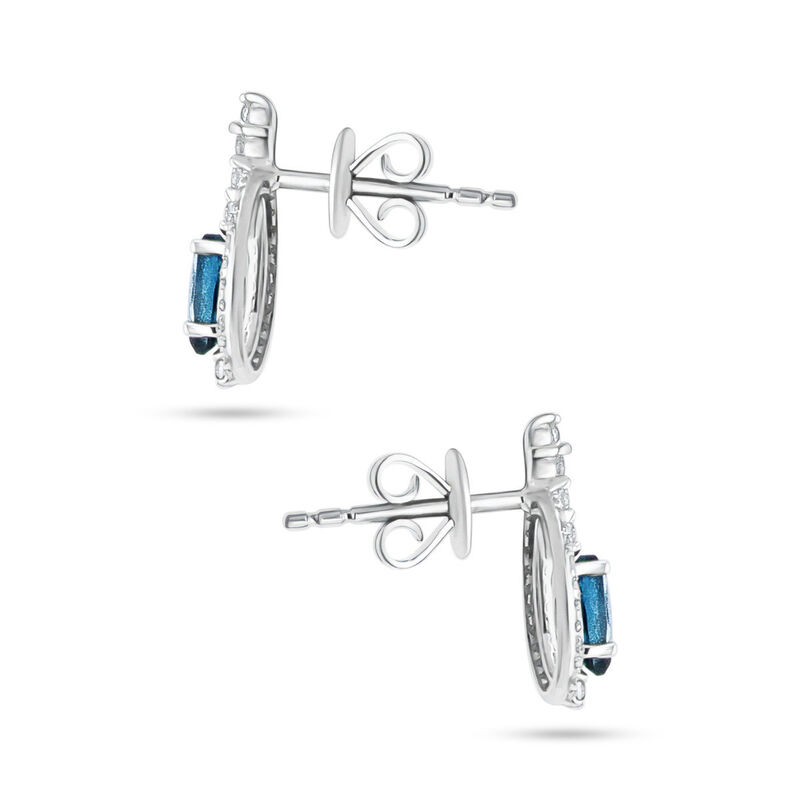Aretes Oro Blanco 10k Con Topacio Azul Finos | ... image number null