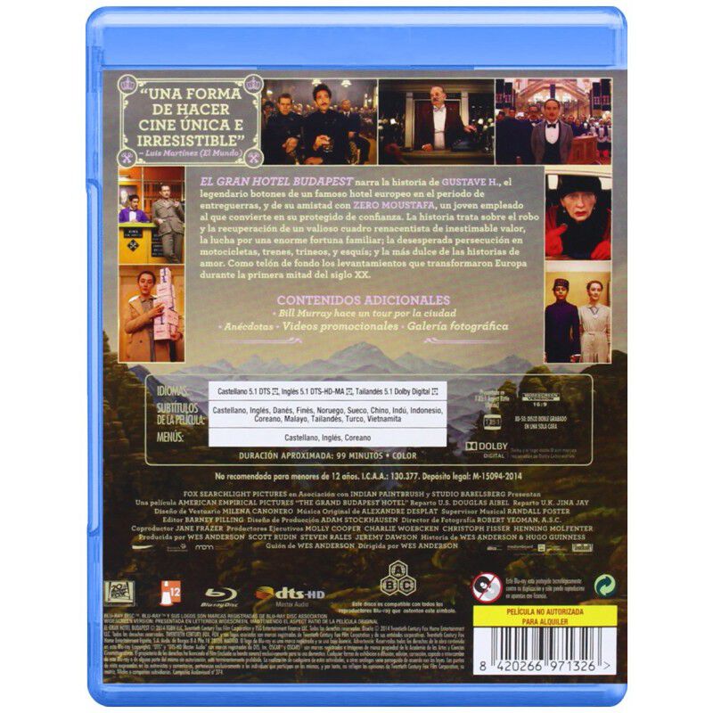 El Gran Hotel Budapest [Blu-ray] image number null