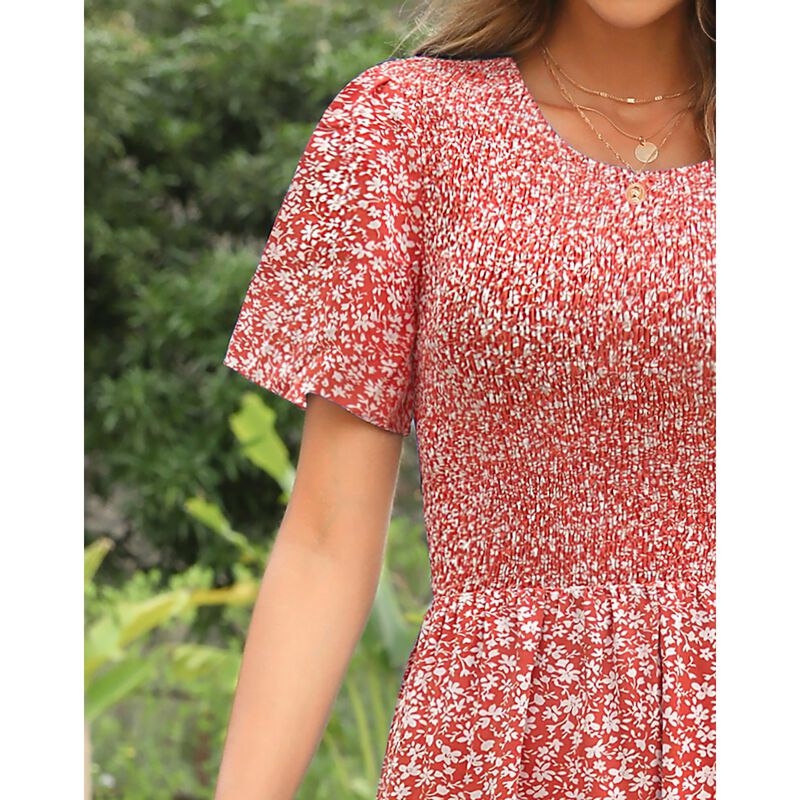 Vestido Largo Floral Maggeer XL Manga Corta - E... image number null