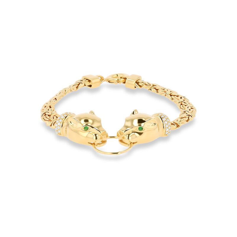 Pulsera De Jaguar De Oro Amarillo 14K Con Zirco... image number null
