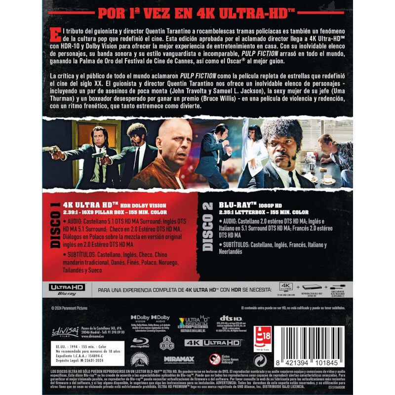 Pulp Fiction (Edici&oacute;n especial Funda) [4K UHD,B... image number null