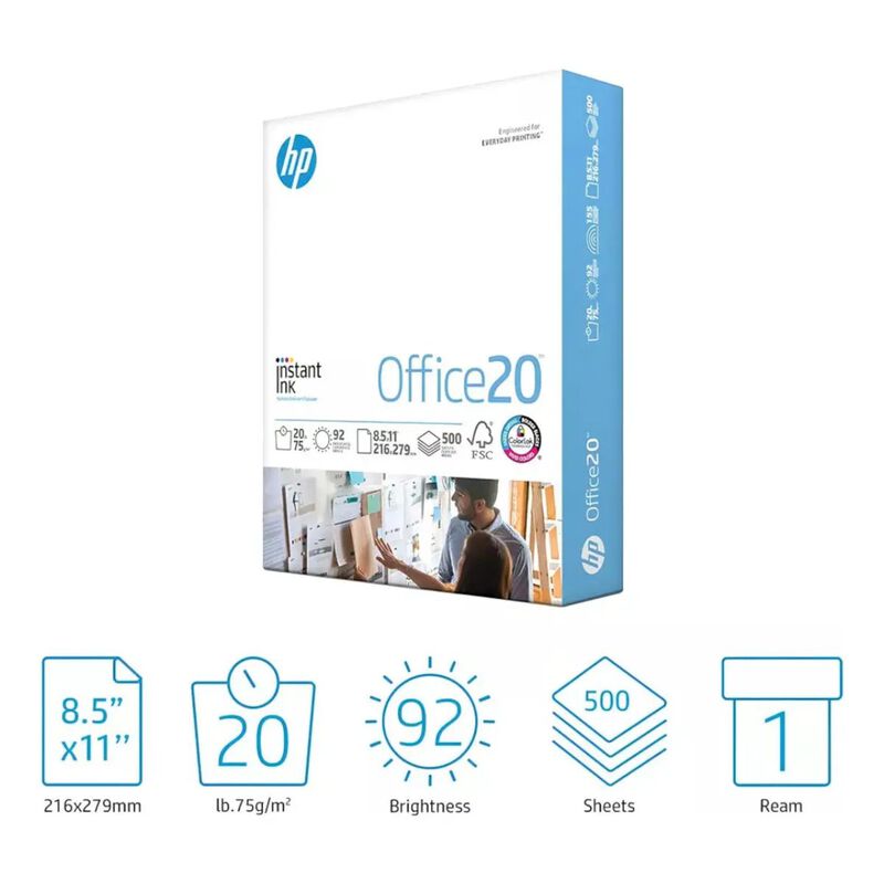 Papel Hp Office, Carta, 5000 Hojas Blanco 75g, ... image number null
