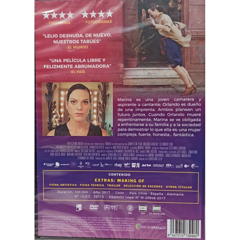 Una Mujer Fant&aacute;stica [dvd] 2017 De Sebasti&aacute;n Le... image number null