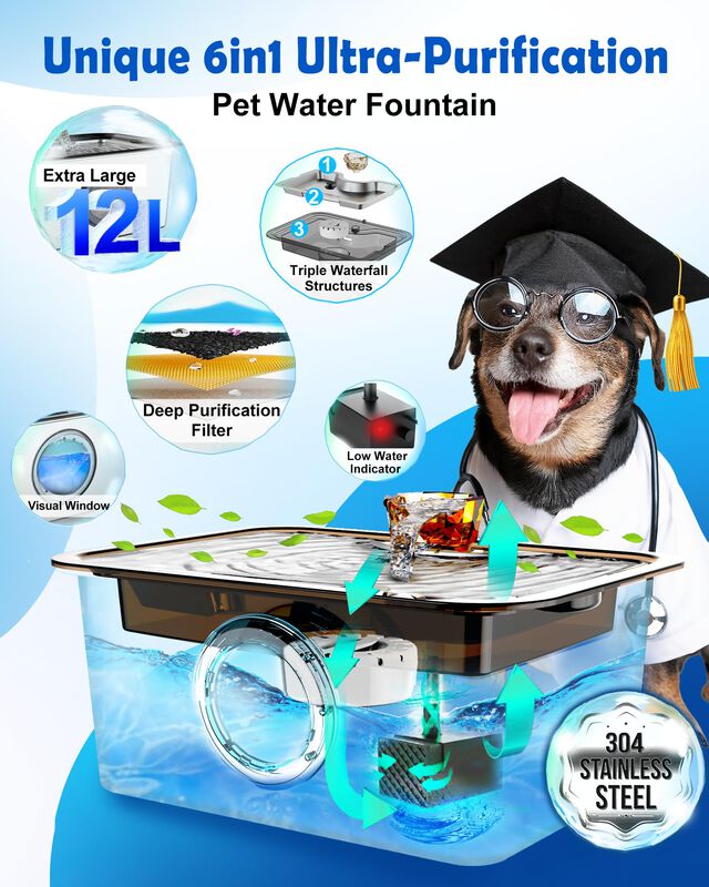 Fuente De Agua Para Perros Furryplanet 12 l Ss3... image number null