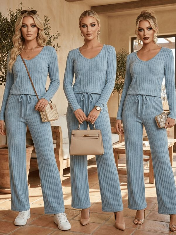 Conjunto 2 Piezas Blusa Manga Larga Y Pantal&oacute;n ... image number null