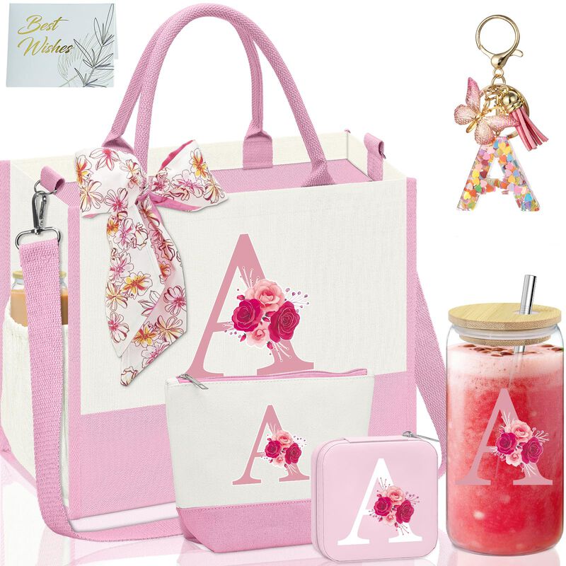 Bolso Tote De Lona Aiheart Con Inicial Y Bolsil... image number null
