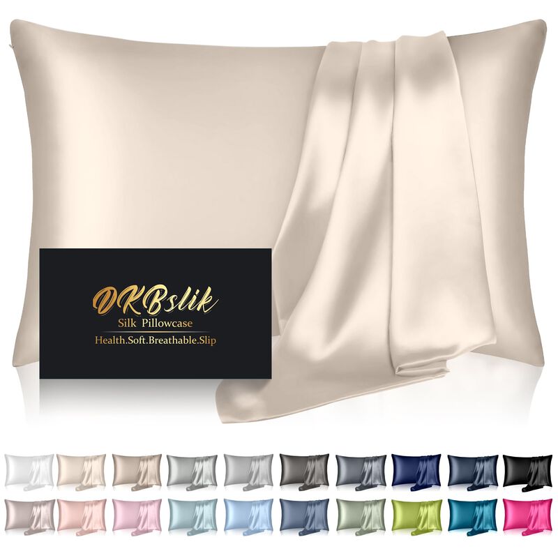 Funda De Almohada De Seda Dkbslik Est&aacute;ndar Beig... image number null