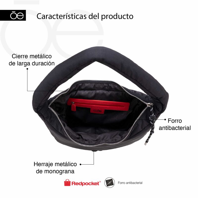 Bolsa Hobo Grande Look Puffy Color Rojo image number null