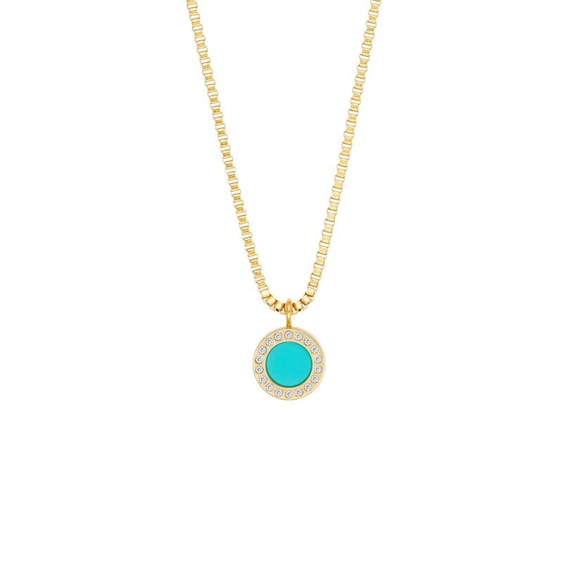 COLLAR OCEAN MINI CADENA CHAPADA EN ORO Y CHARM... image number null