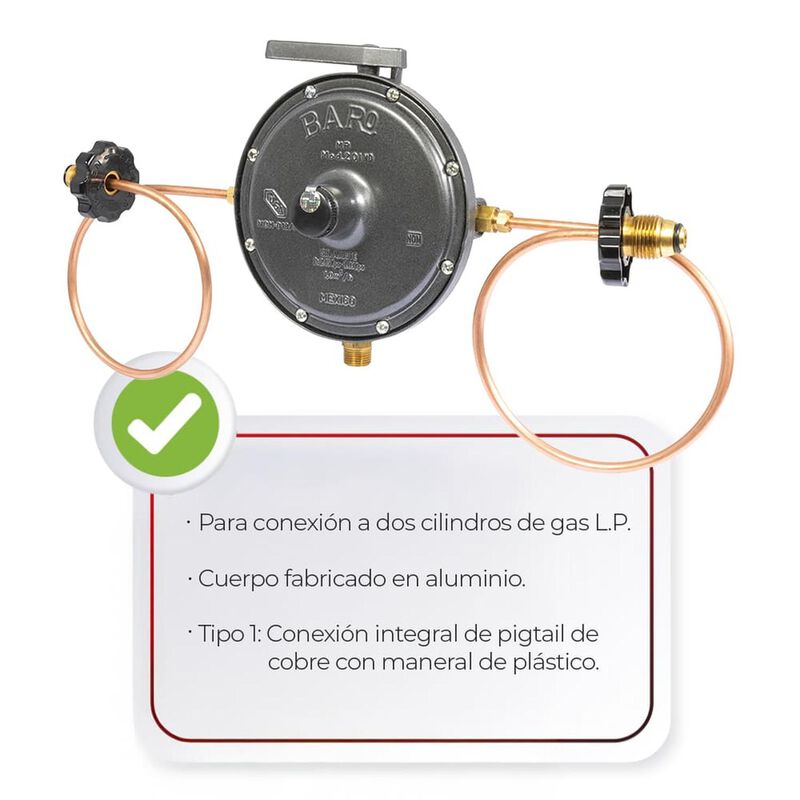 Regulador Gas L.p. Para 2 Cilindros Mod. Reg201... image number null
