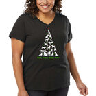 Camiseta De Talla Grande Cuello En V Word Art Para Mujer - Aqu&iacute; Viene Santa Paws- Gris