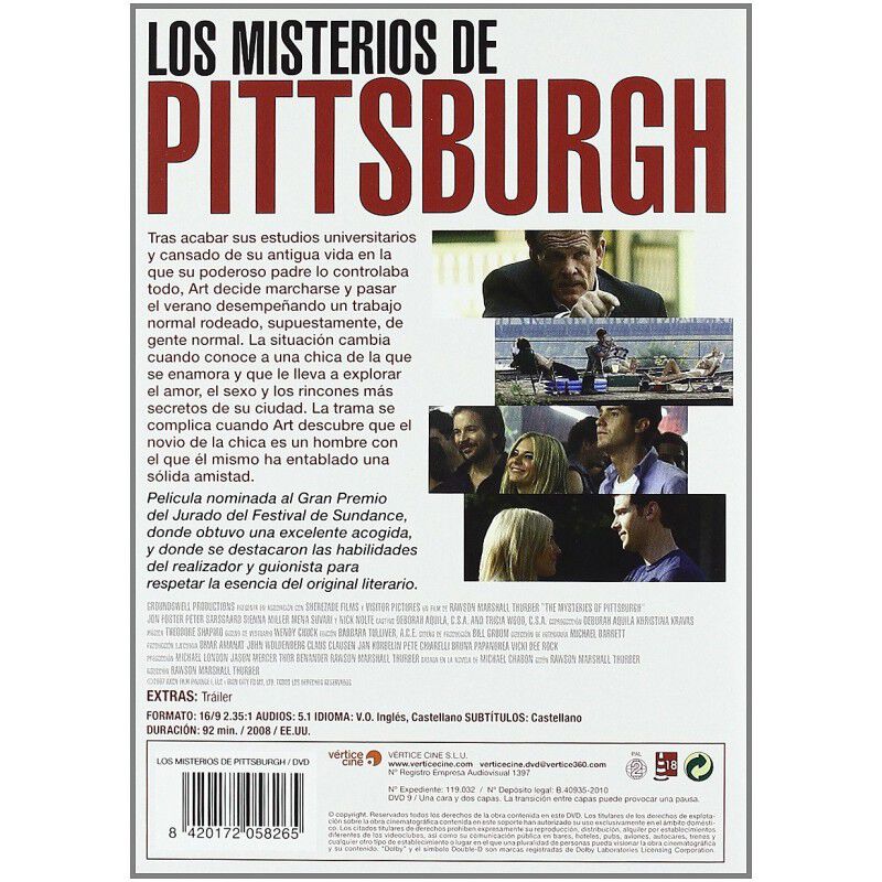 Misterios De Pittsburgh (dvd) 2008 The Mysterie... image number null