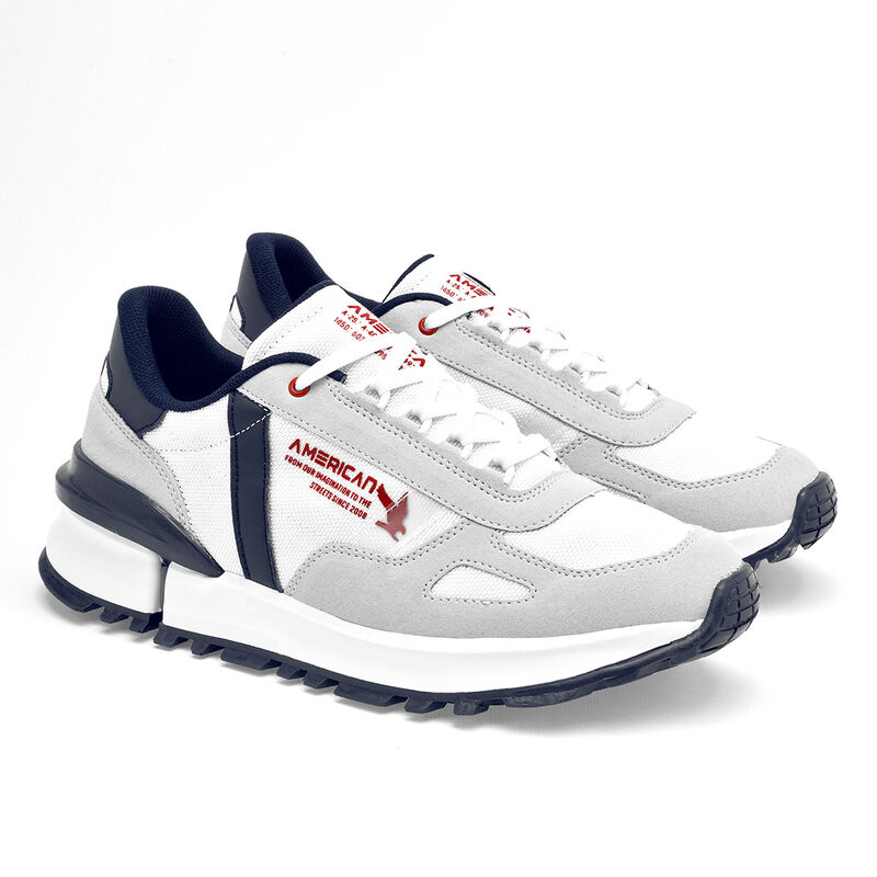 American Fire tenis para hombre blanco gris mar... image number null