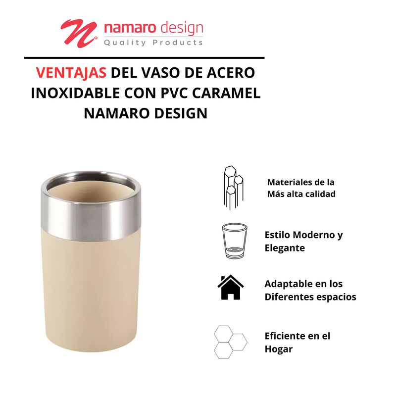 Vaso De Acero Inoxidable Con Pvc Caramel Namaro... image number null