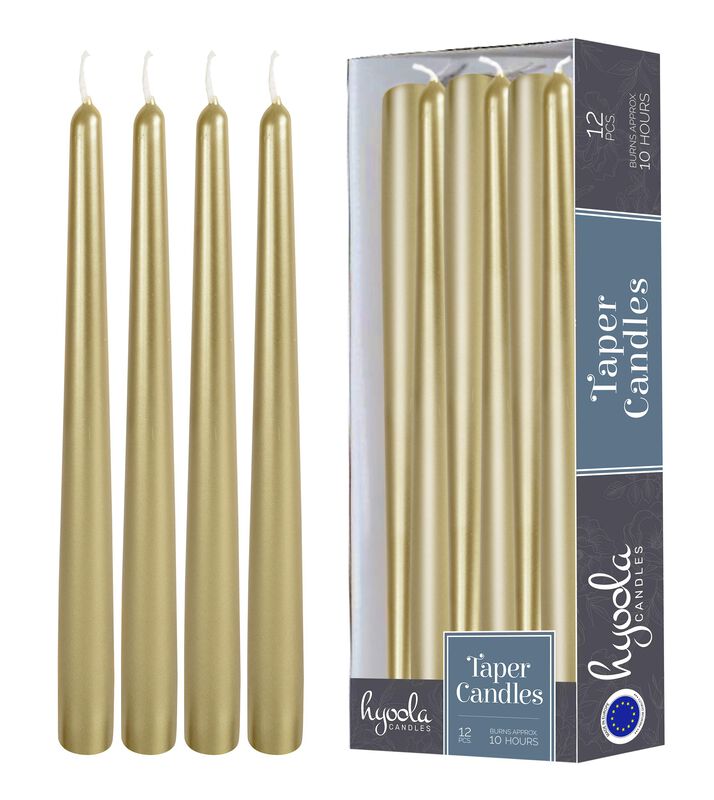 Vela Hyoola C&oacute;nica 30 cm Dorado, Pack De 12, Si... image number null