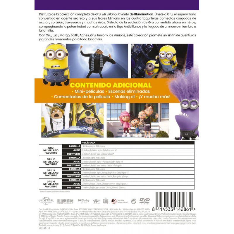 Gru 4. Mi Villano Favorito 1-4 [DVD] (2024) Des... image number null