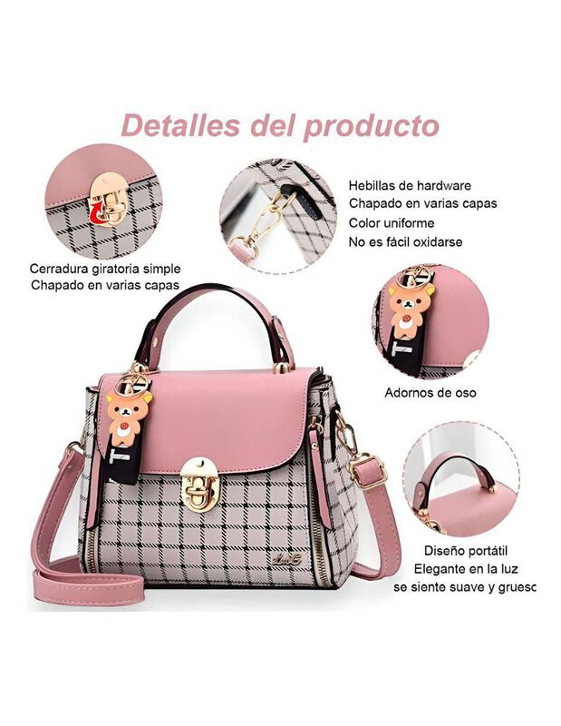 Bolsa Crossbody Pink Brule De Cuero Para Mujer image number null