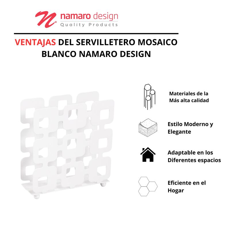 Servilletero Mosaico Blanco Namaro Design image number null