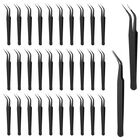 Pinzas Josojoou 12,5 cm Negras 30 piezas Punta Curva