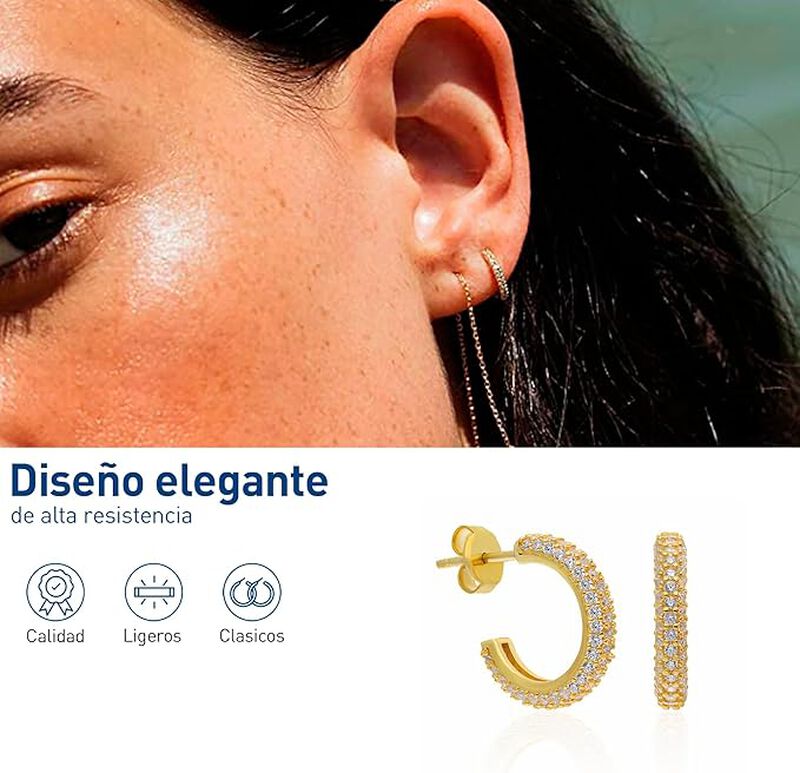 Aretes Chapa de Oro 18K Bluelander image number null
