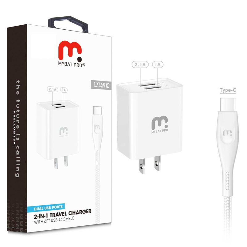 Cargador Ac Mybat Doble 15w Universal Con Cable... image number null