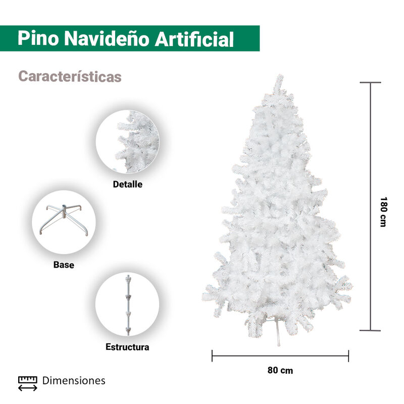&Aacute;rbol Navide&ntilde;o Esponjado Blanco Artificial 180 ... image number null