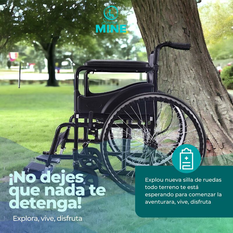 Silla de Ruedas Todo Terreno Plegable con Cintu... image number null
