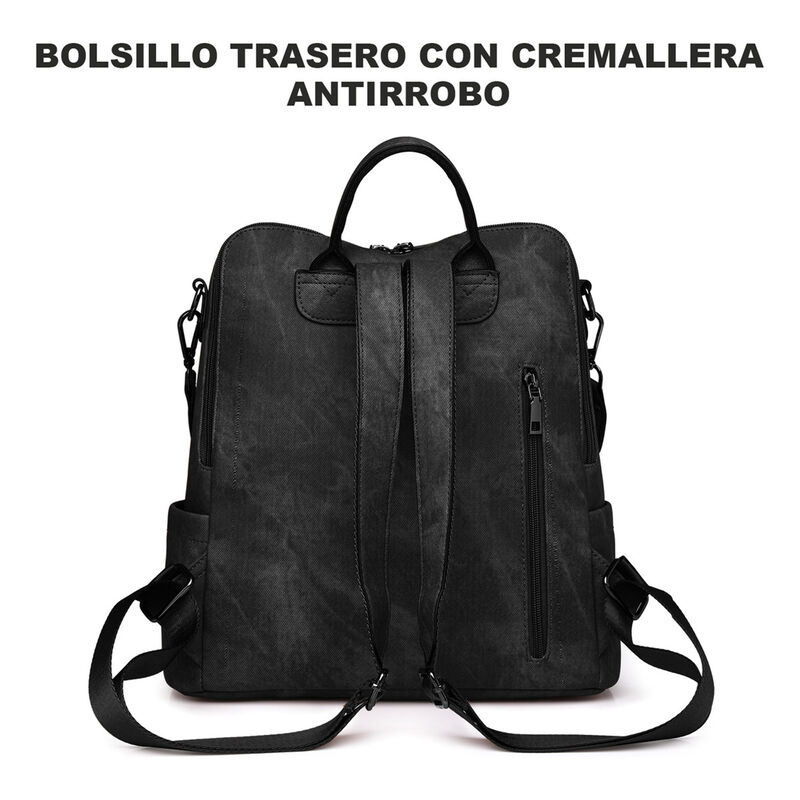 Mochila Impermeable Antirrobo Negra Suave image number null