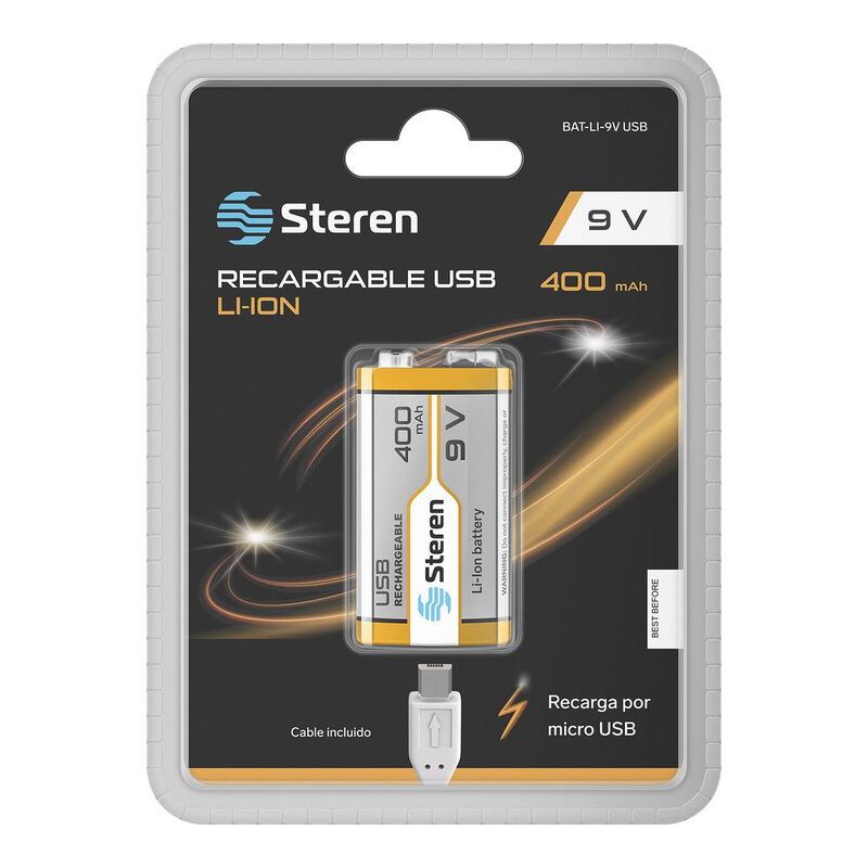 Bater&iacute;a recargable USB Li-Ion tipo 9V (cuadrada... image number null
