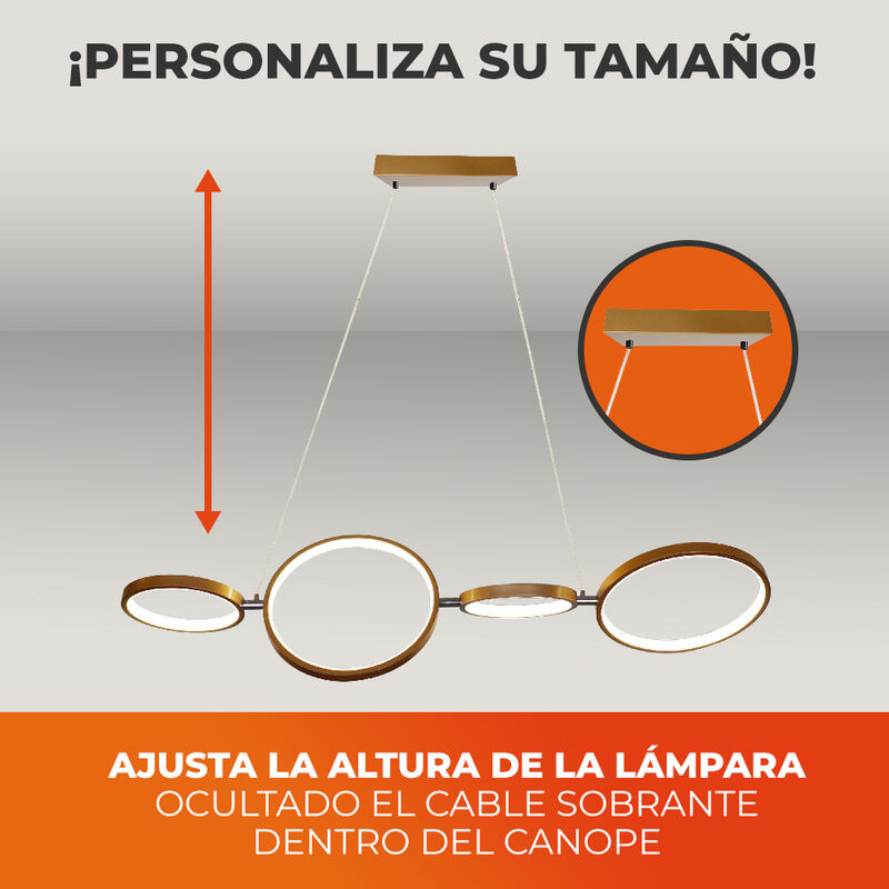 L&aacute;mpara Colgante LED 4 Anillos 33 W, 1.50 m de ... image number null