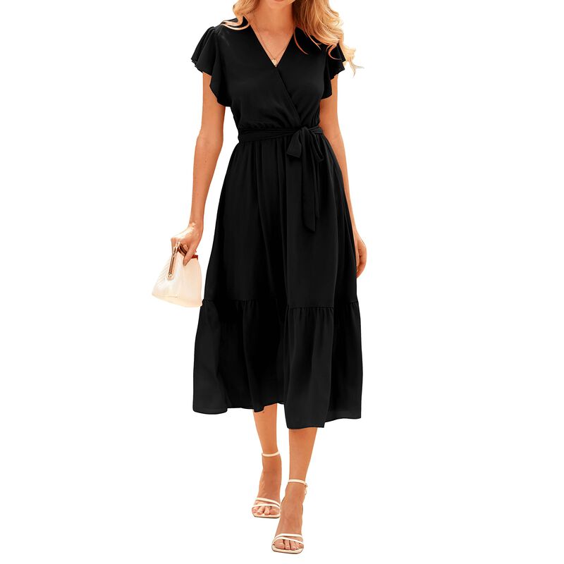 Vestido Midi BTFBM con Escote V, Mangas Capucha... image number null