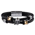 Pulseras Hombre, Brazaletes Cuero Y Acero Inoxidable Luckman
