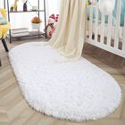 Alfombra Iseau Ovalada De Felpa 150 cm X 80 cm Blanca