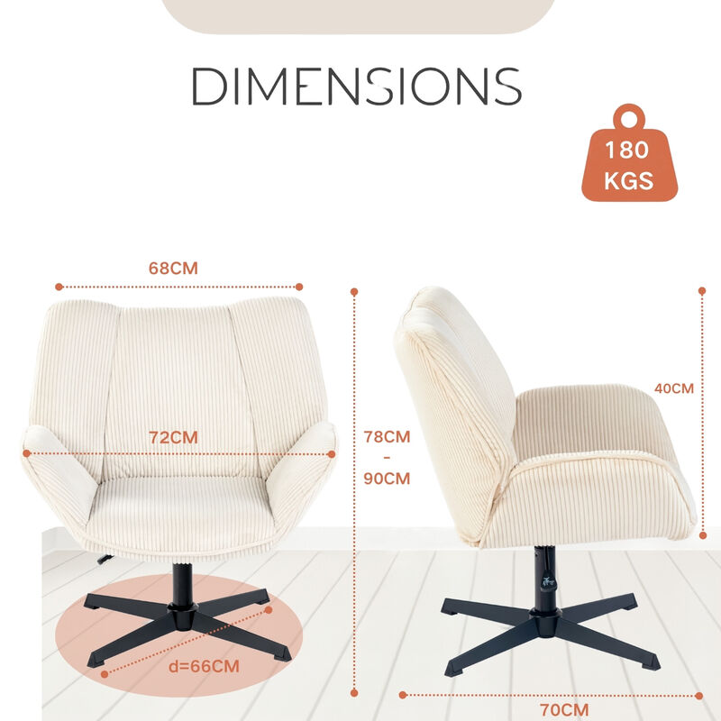Silla Giratoria Ajustable Con Brazos, Tela Pana... image number null