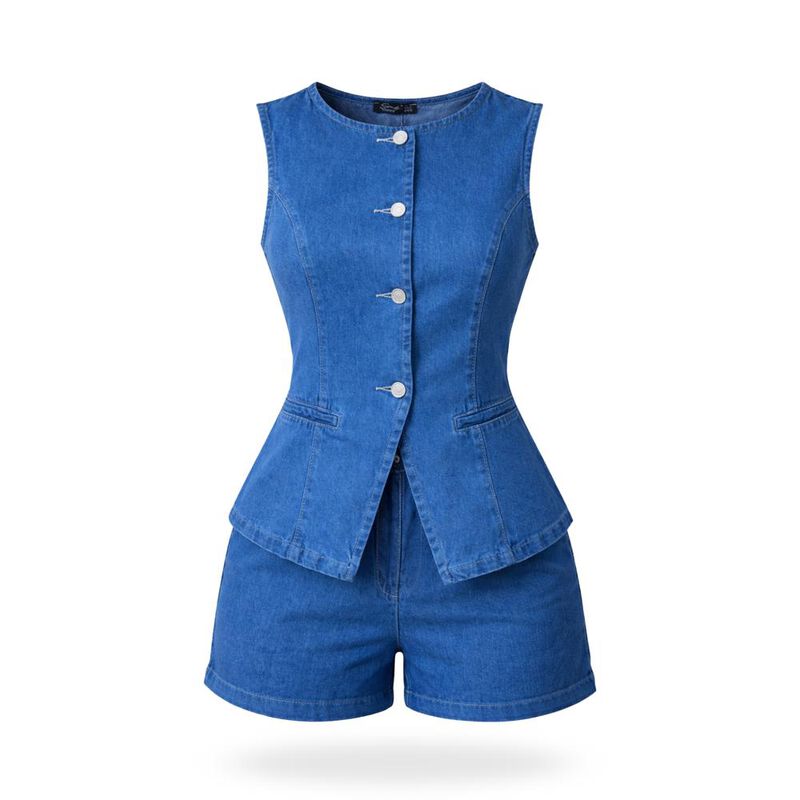 Conjunto De Mezclilla Chaleco Con Short image number null