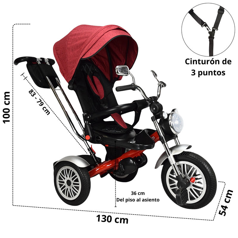 Triciclo para Niños Reclinable Giratorio 360 So... image number null