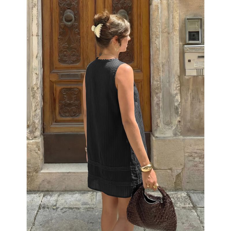 Vestido Mini de Algod&oacute;n Negro Fomely image number null