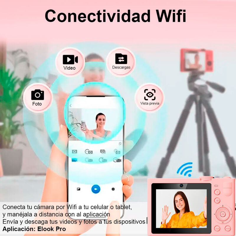 Cámara digital VAK F3L 5k Selfie-cam aro luz wi... image number null