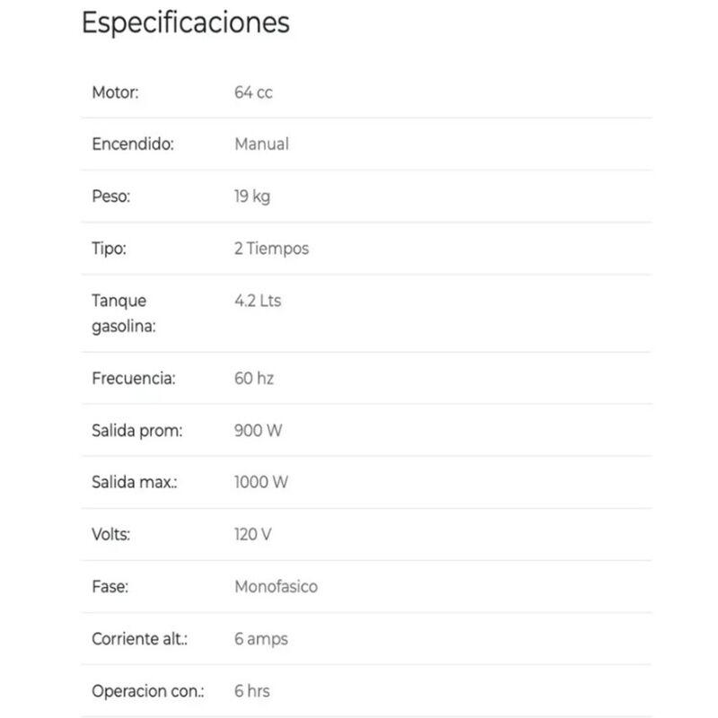 Generador Port&aacute;til Power Hunt 1000w Monof&aacute;sico ... image number null