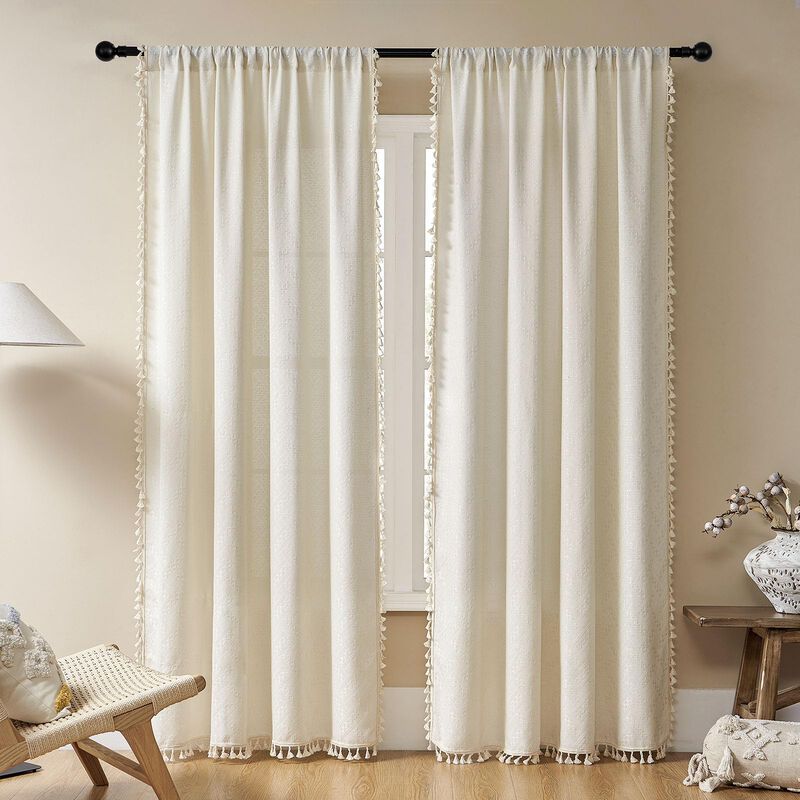Cortinas Joydeco Beige Boho De 213 Cm De Longit... image number null