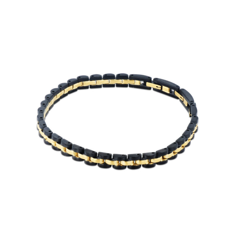 Pulsera De Acero Color Negro Con Dorado Mate Ca... image number null