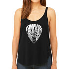 Tank Top Holgado Word Art Para Mujer - P&uacute;a de Guitarra- Negro