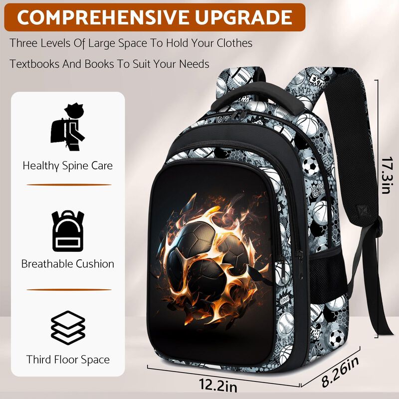 Mochila Escolar Fitvc 44 cm Tem&aacute;tica De F&uacute;tbol ... image number null